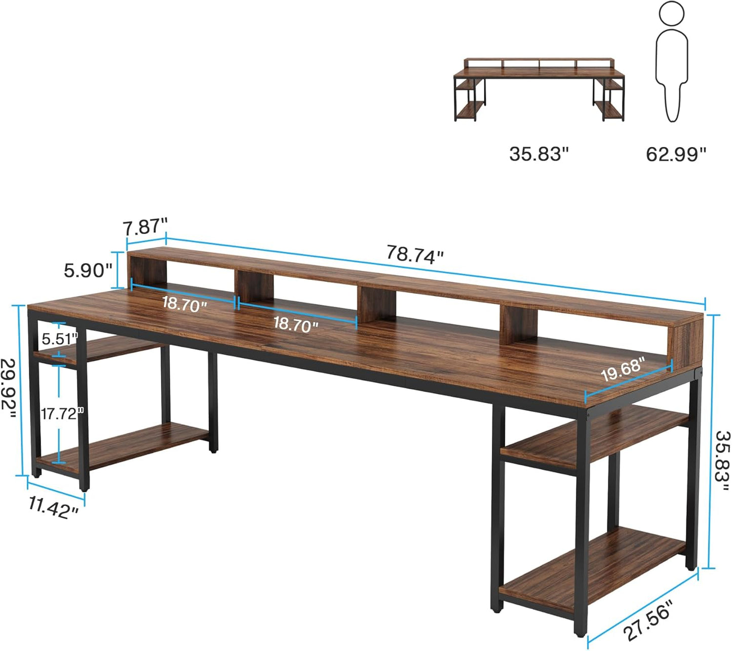 78" Two-Person Desk with X-Legs