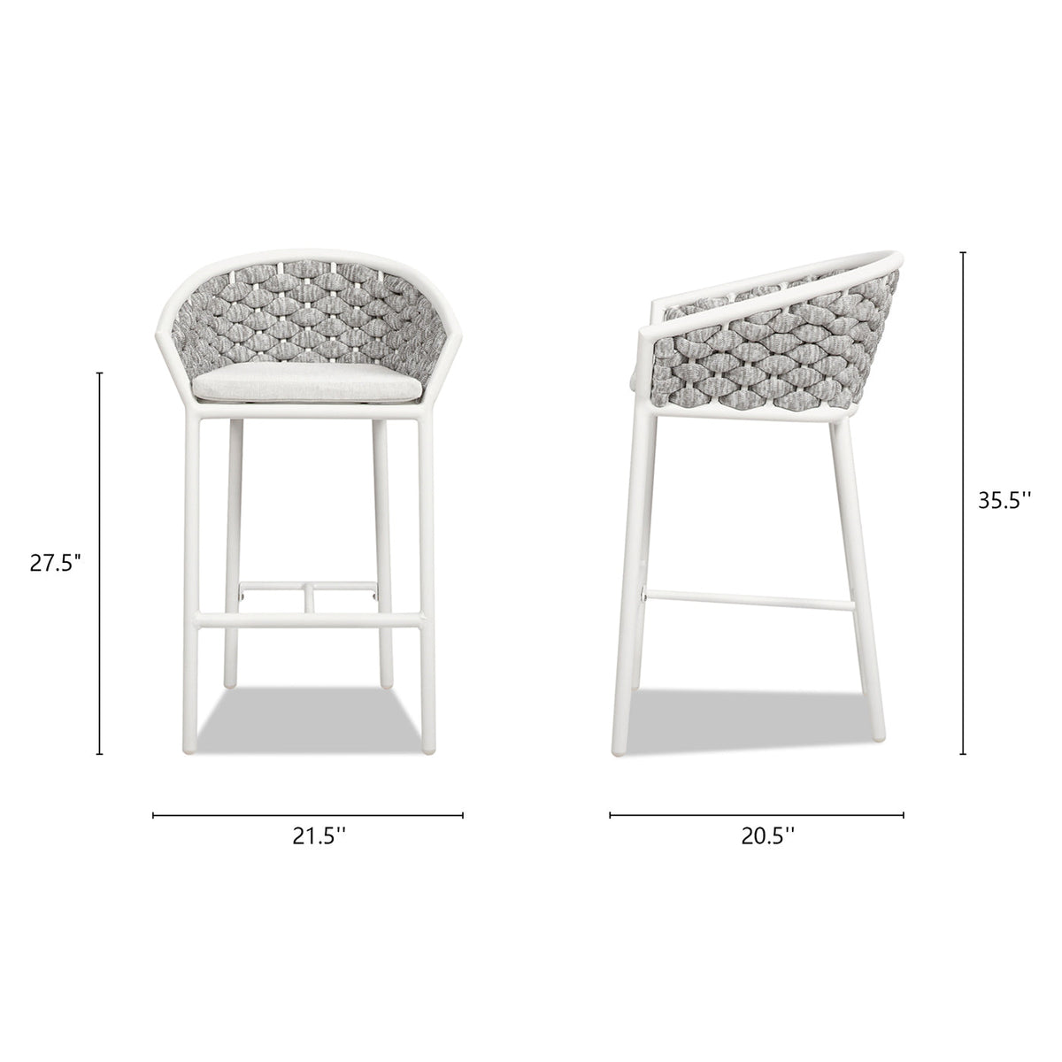 Rowan 27.5" Rope Barrel Low Back Patio Counter Stool - Set of 2