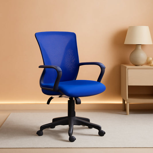 Ergonomic Blue Office Chair With Adjustable Armrests