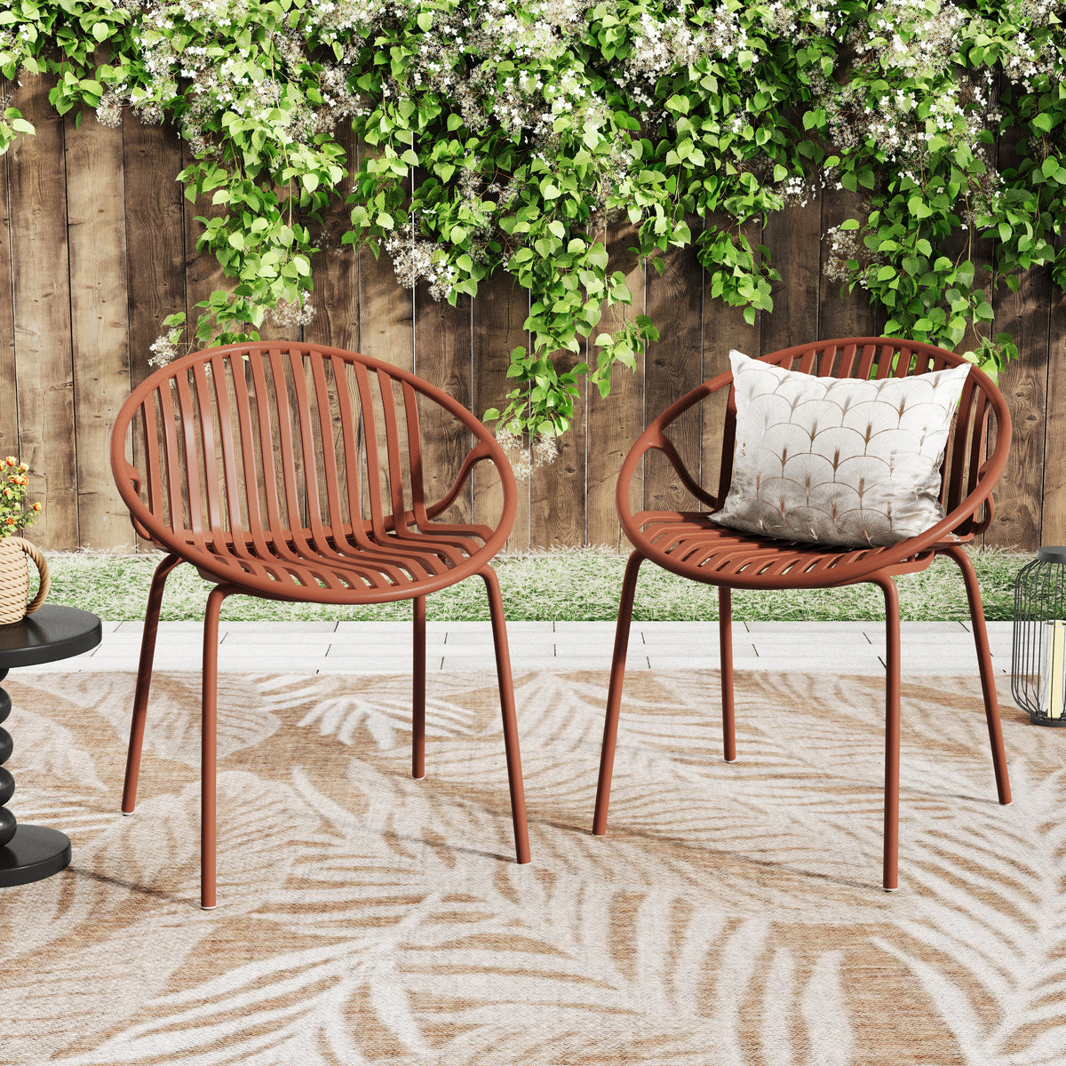 Patio Dining Chairs with Breathable Design (Set of 2)