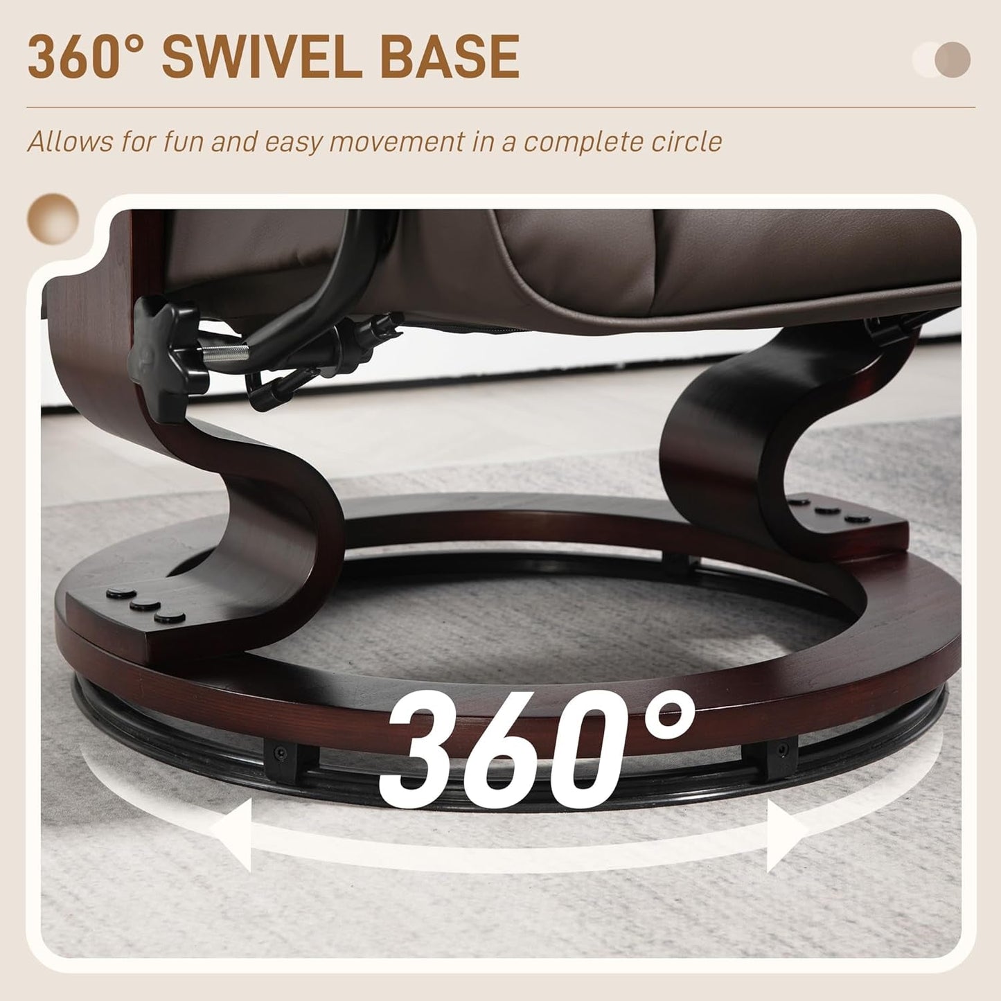 Faux Leather Reclining Chair With Ottoman Brown High Back