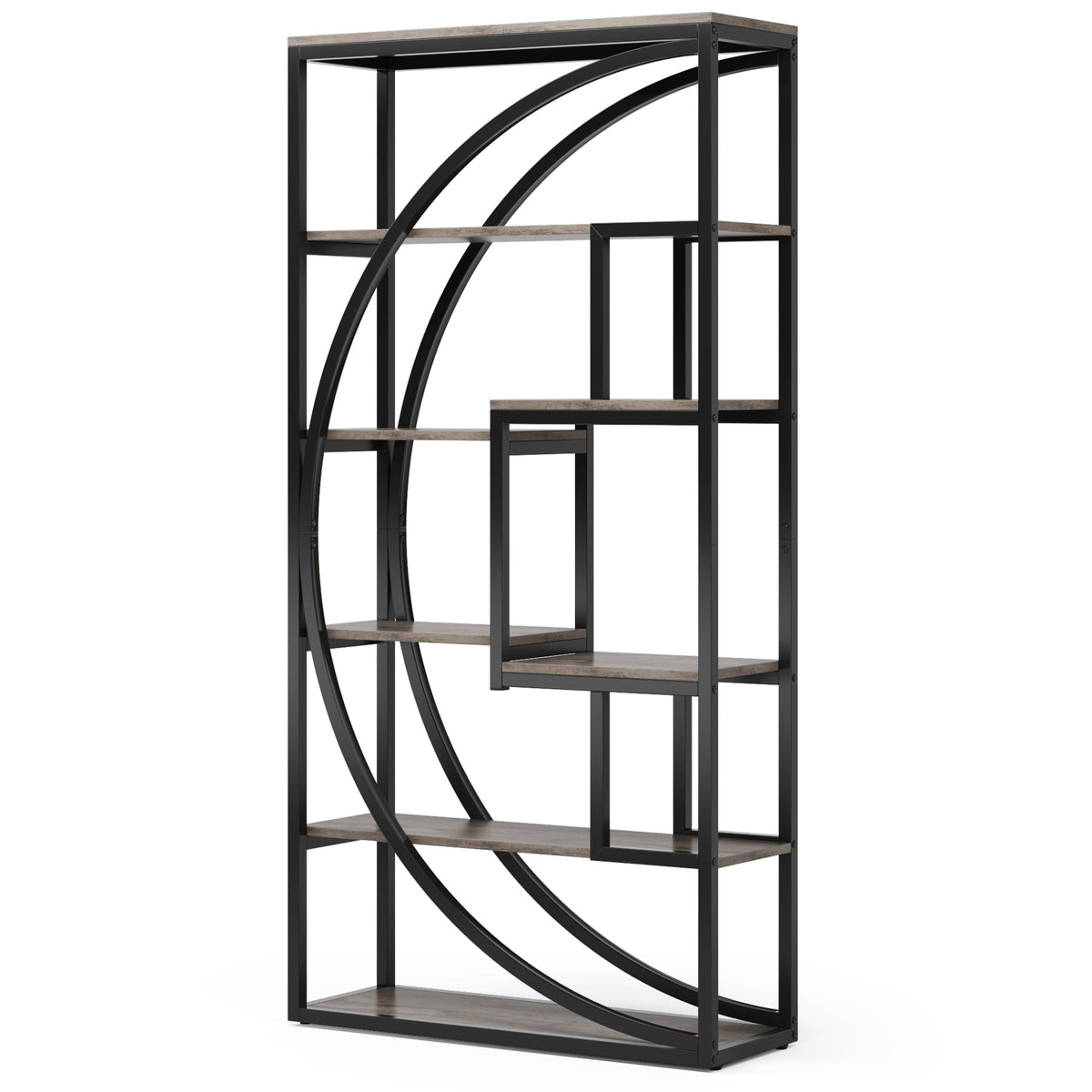 70.47" Height Industrial 5-Tier Vintage Etagere Bookcase