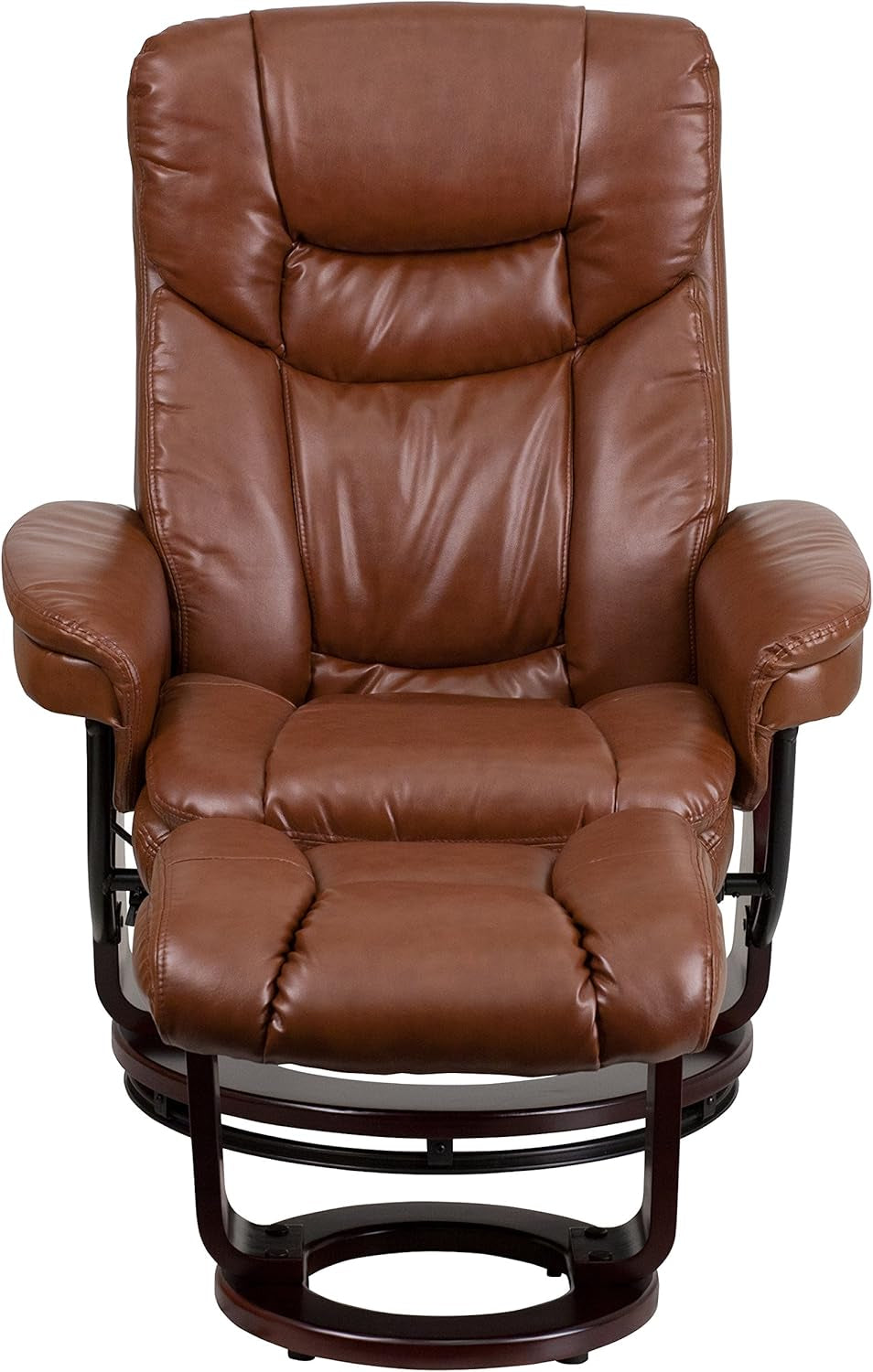 Allie Leathersoft Upholstered Recliner With Ottoman Brown