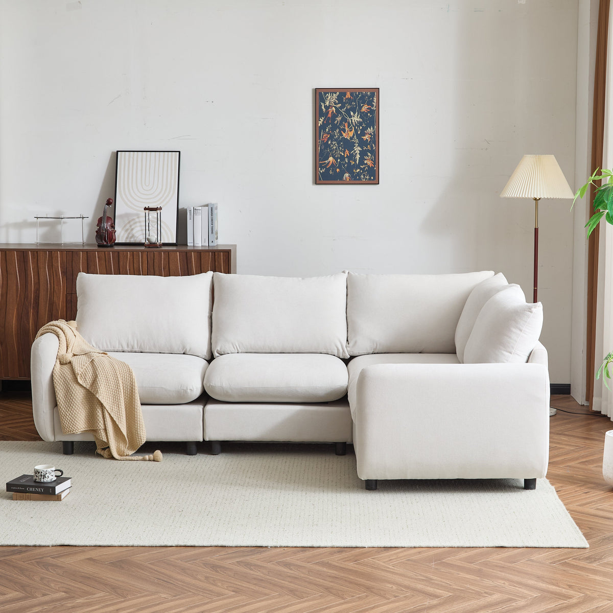 99 in. 4-Piece L Shaped Modular Free Combination Sectional Sofa