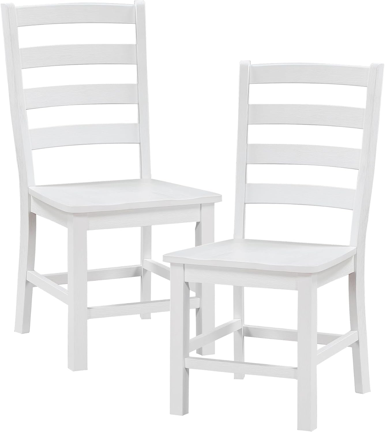 White Farmhouse Dining Chairs Set of 2 With Footrest