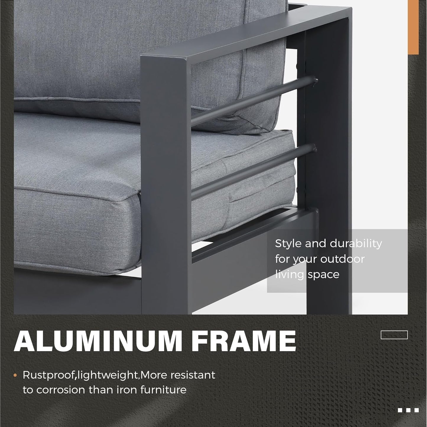 All-Weather Outdoor Metal Armchair Set with Cushions