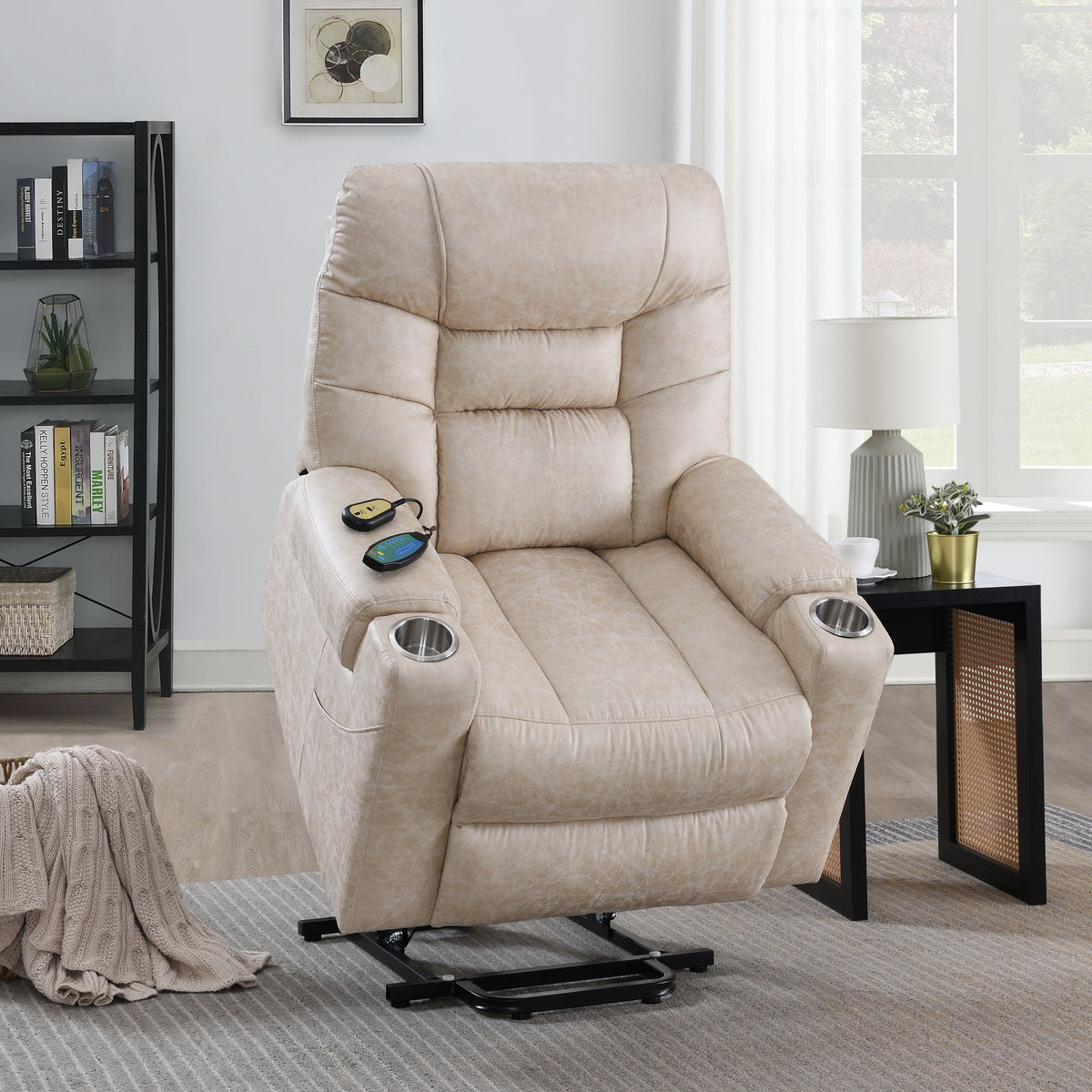 Nairi Ivory Leather Aire Power Motion Recliner