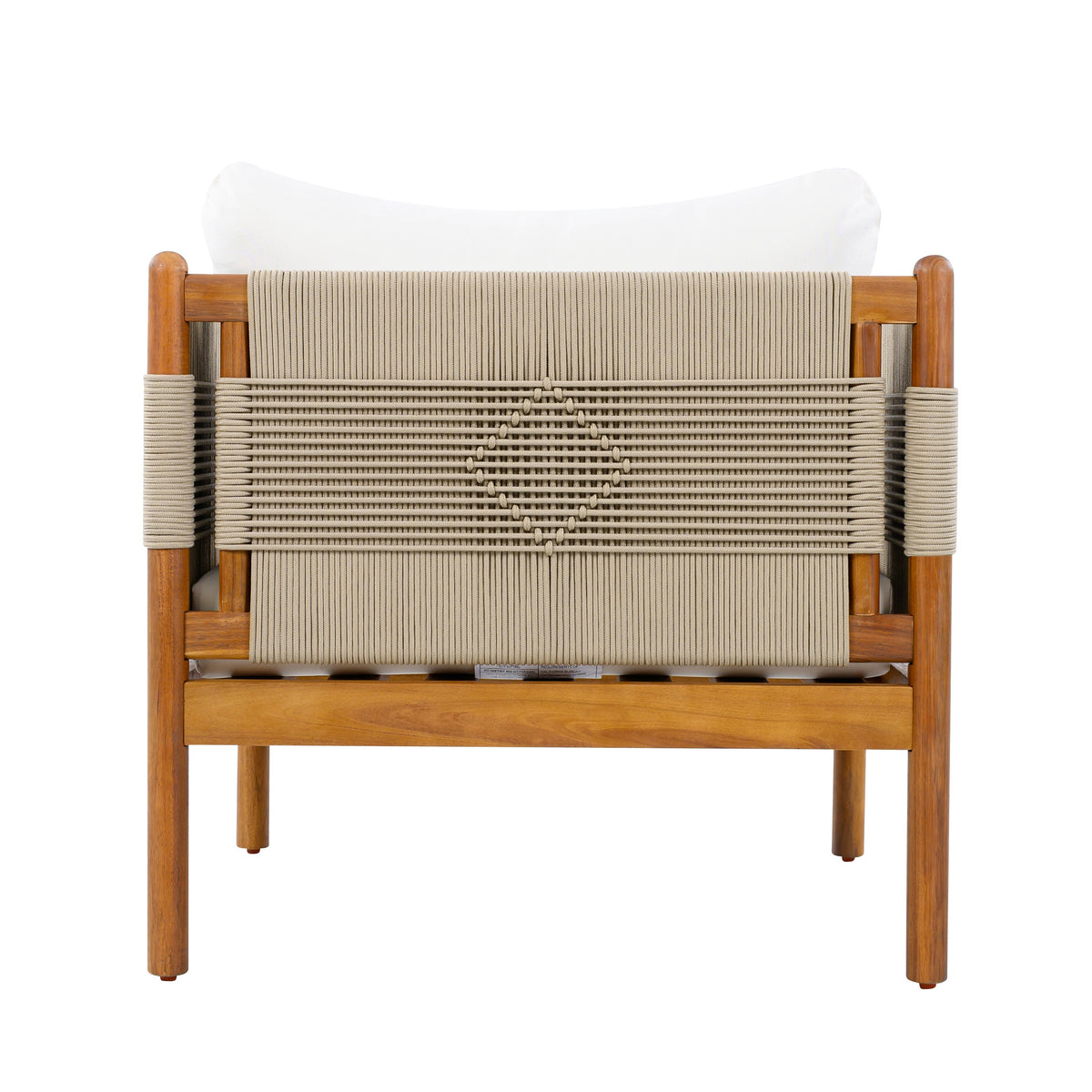 Outdoor Acacia Wood Club Chair with Diamond Rope Weave & Cushions