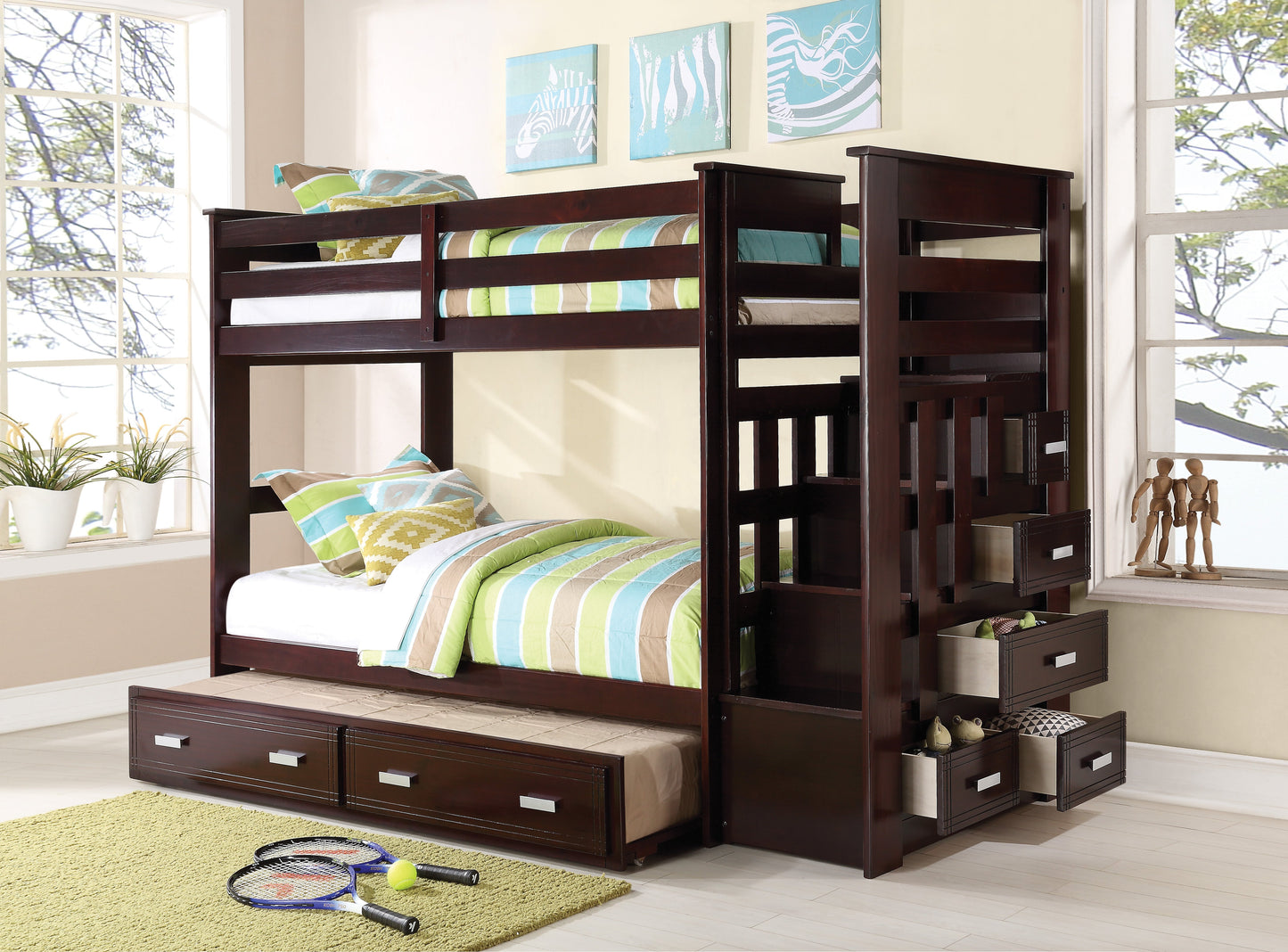 Allentown Twin Bunk Bed with Trundle and Storage