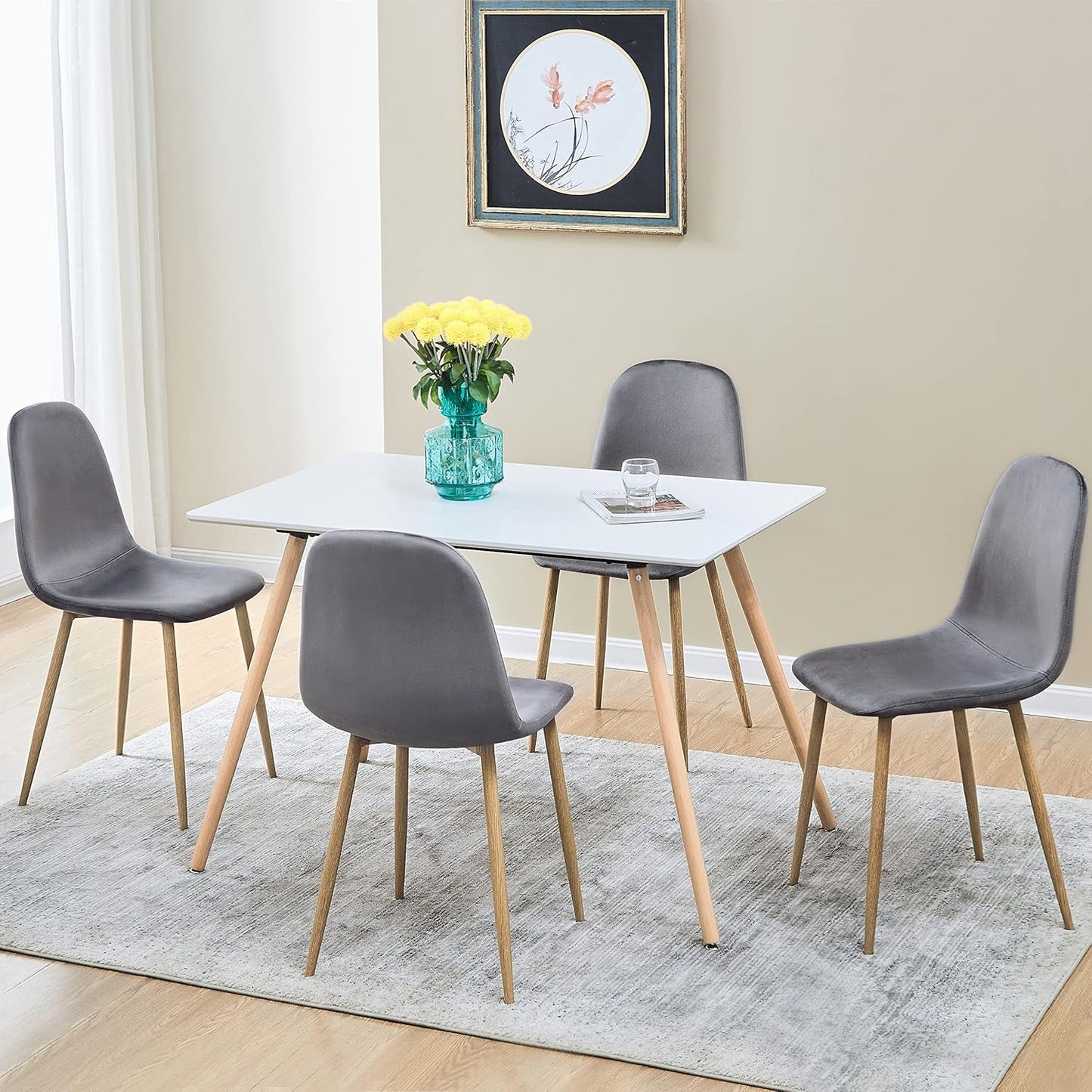 Grey Velvet Dining Chairs Set Of 4 For Dining Room