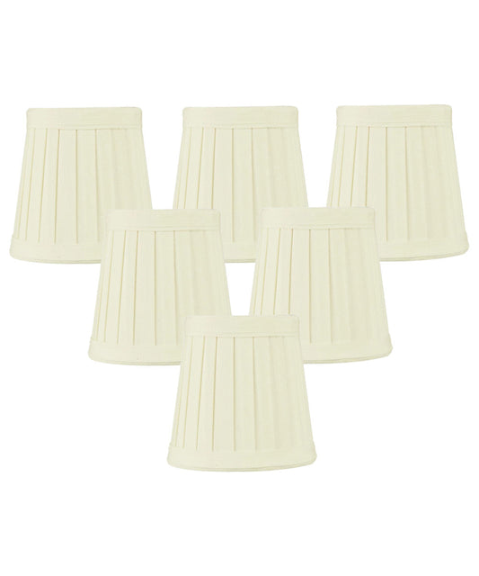4"W x 4"H Set of 6 Egg Shell Pleated Clip-on Candelabra Lampshade