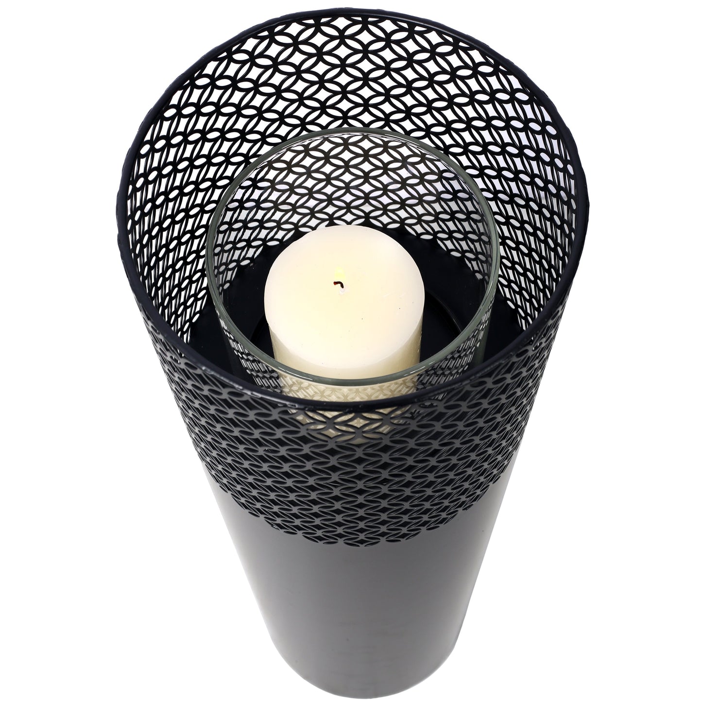 Lantern Column, Set of 2, Decorative Column for Garden in  Industrial Design, Lantern for Outdoor and Indoor, Lantern Including Candles, Oriental, 37 1/2+ 29 1/2 in