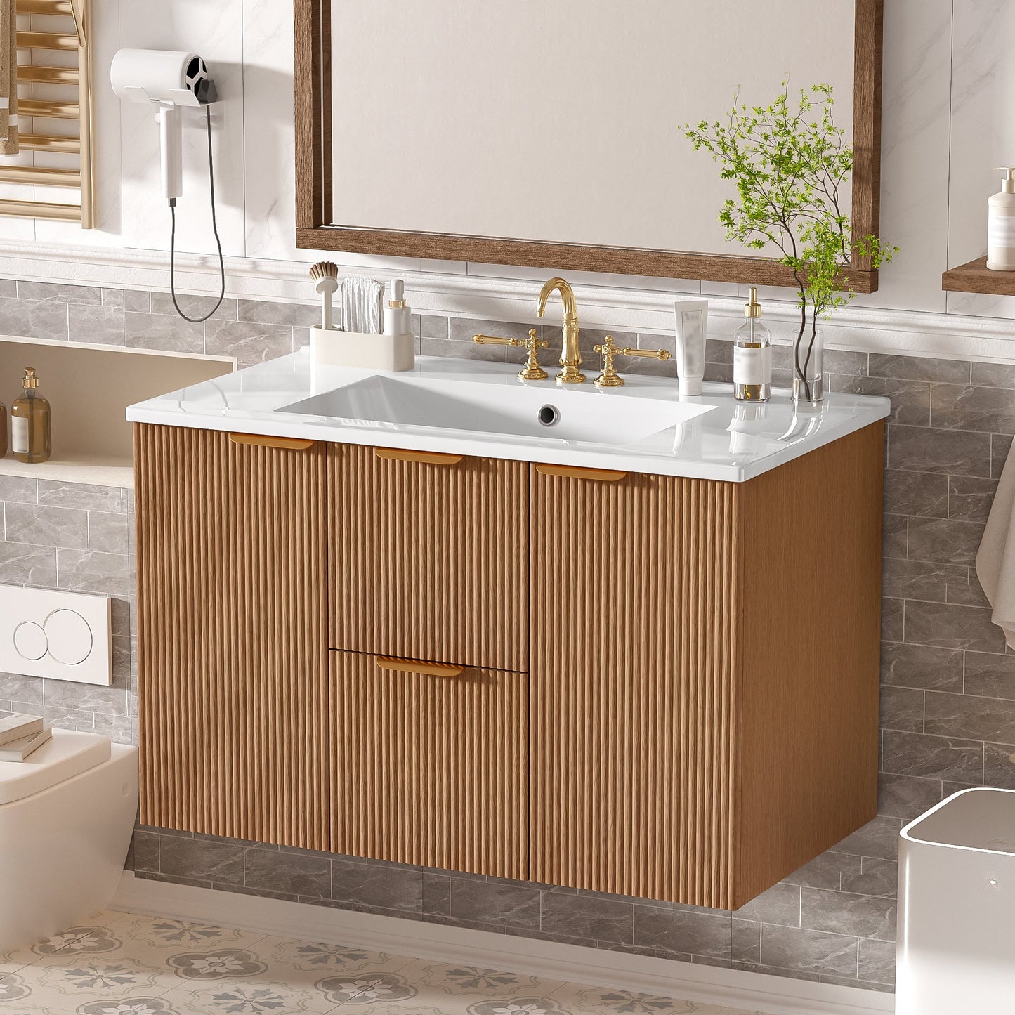 36 Inch Single Sink Bathroom Vanity with Ceramic Top