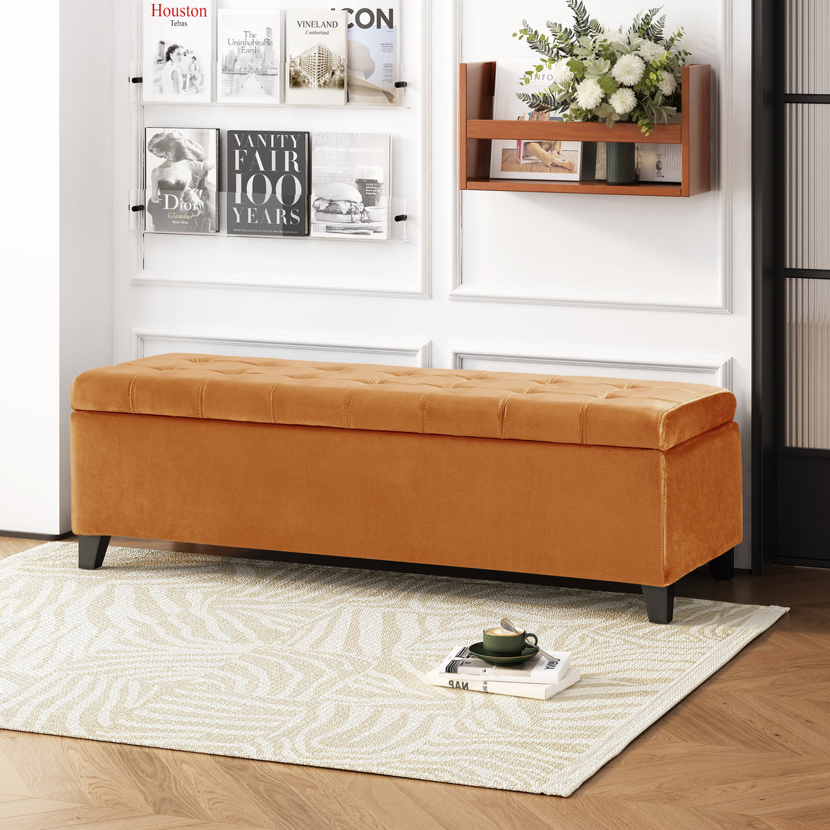 Stylish Tufted Storage Ottoman with Nailhead Trim