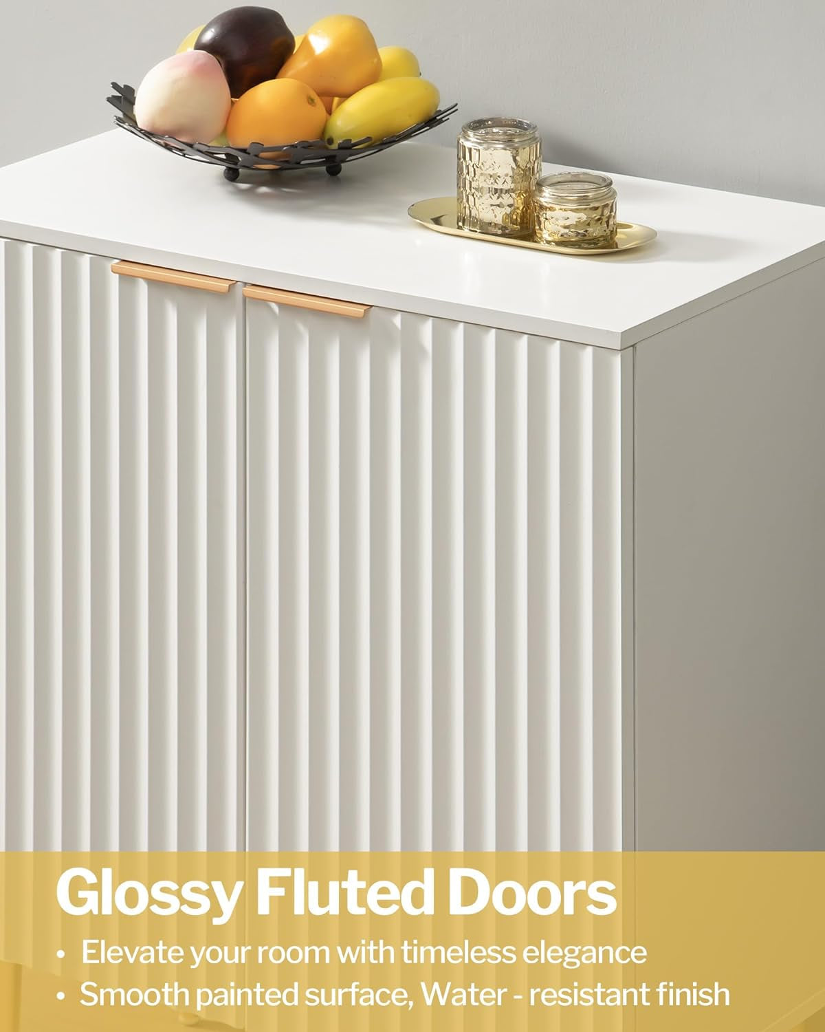 White Fluted Storage Cabinet Set Of 2 Modern Sideboards