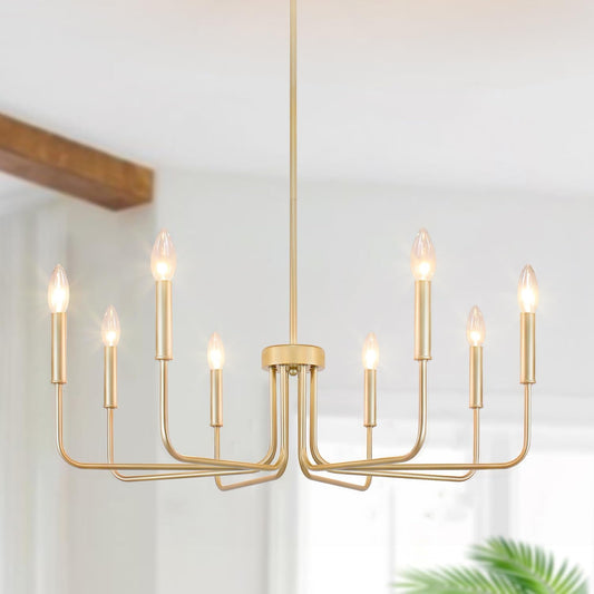 Gold Farmhouse Chandelier 8 Lights for Dining Room