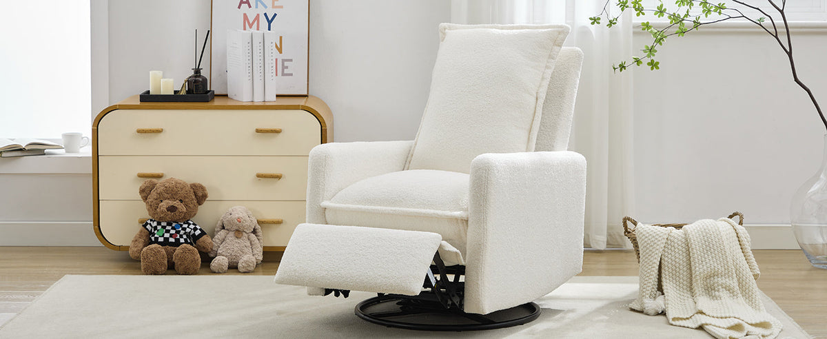 Swivel Rocker Recliner Chair, Teddy Fleece