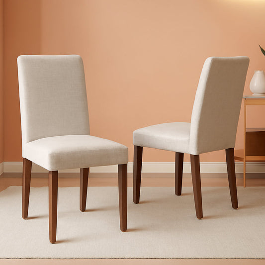 Abbott Classic Parson Dining Chairs Doeskin Linen Fabric Set Of 2
