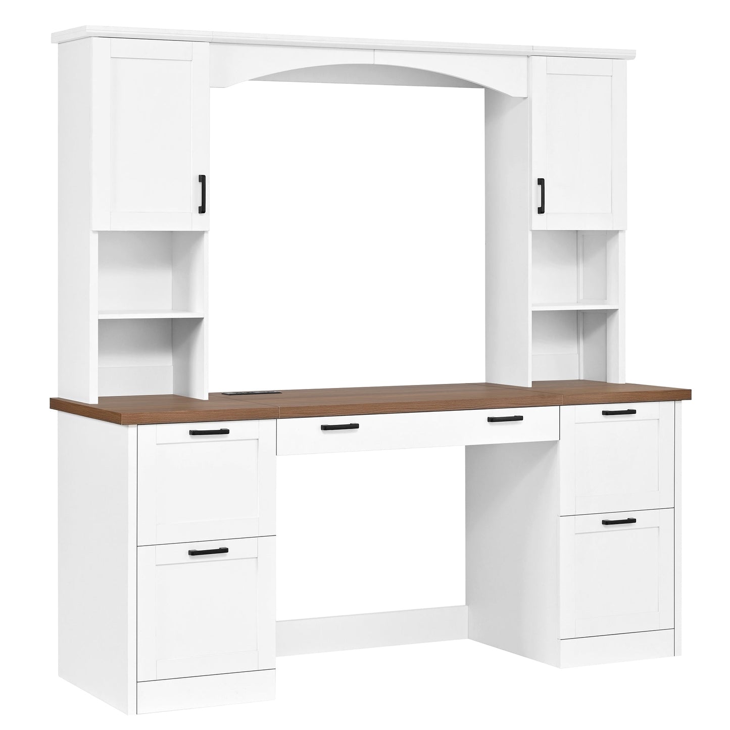 On-Trend Farmhouse Arched Computer Desk with Hutch