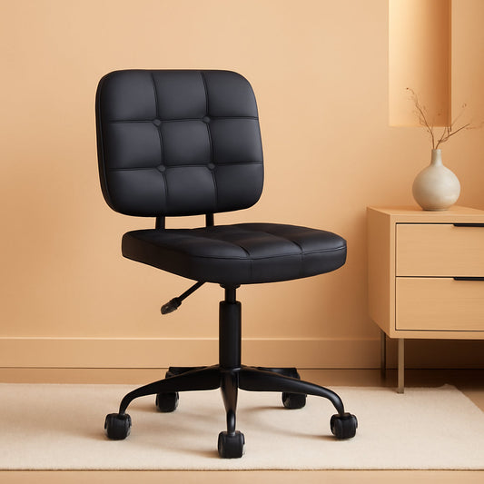 Armless Rolling Desk Chair Black Height Adjustable