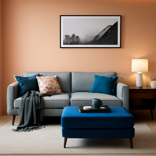 Blue Velvet Lift Top Ottoman Coffee Table 36 Inch Modern