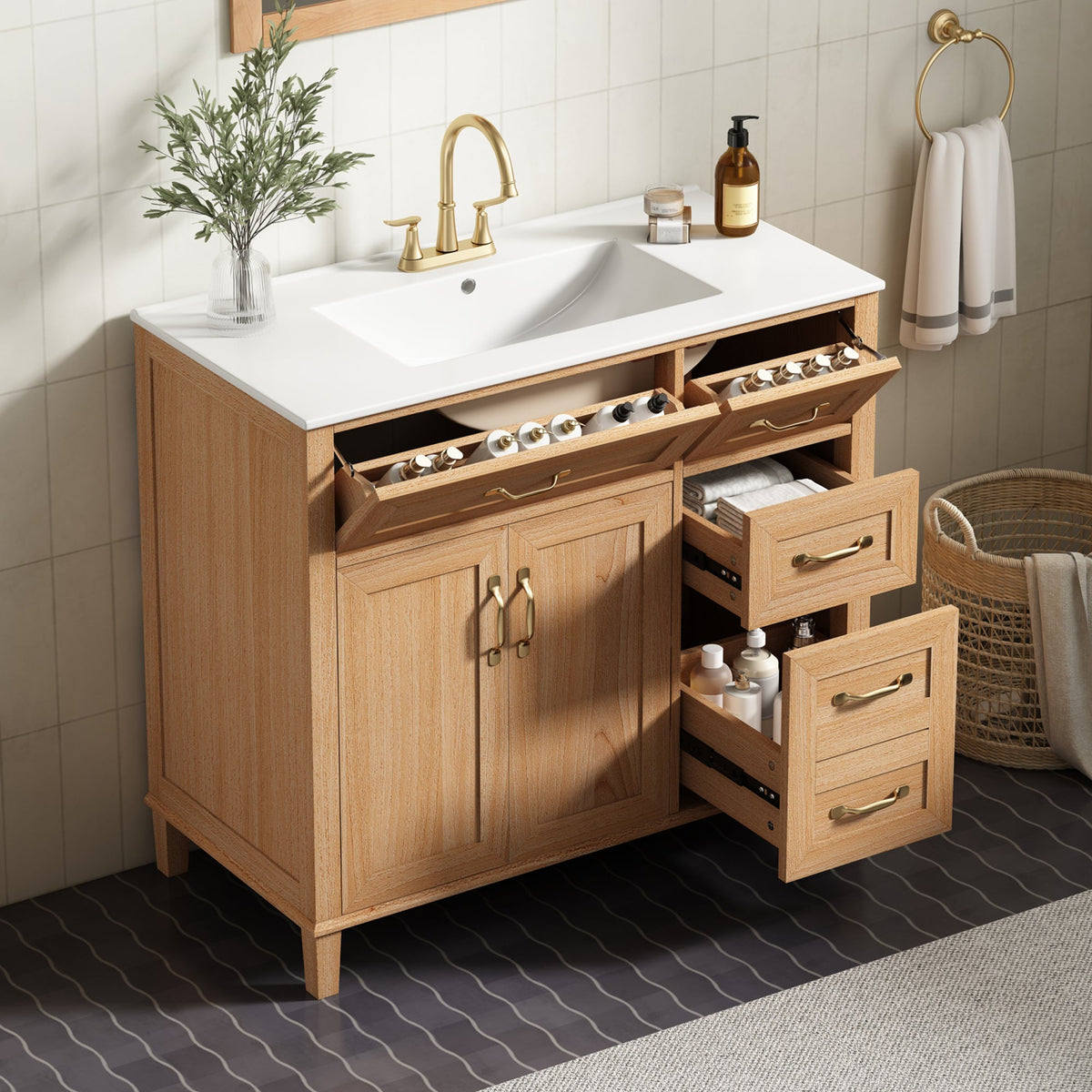 36" Bathroom Vanity with Ceramic Sink