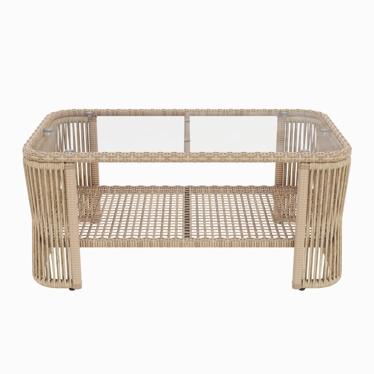 Outdoor PE Rattan Patio Furniture Set with Iron Frame, Dark