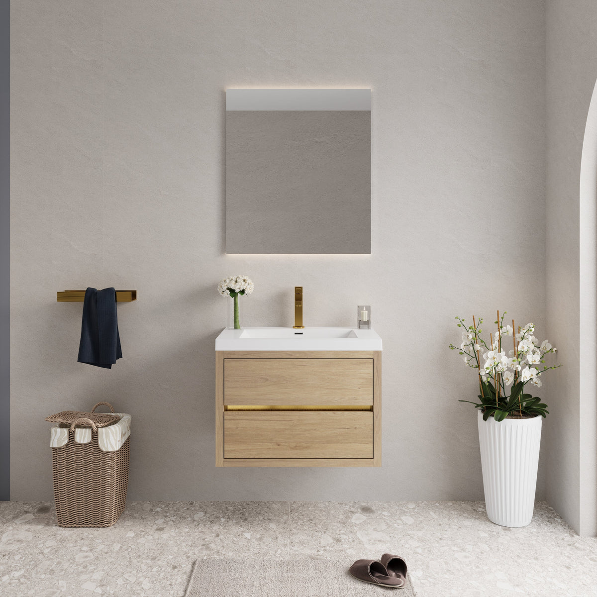 30" Wall-Mounted Bathroom Vanity with Sink