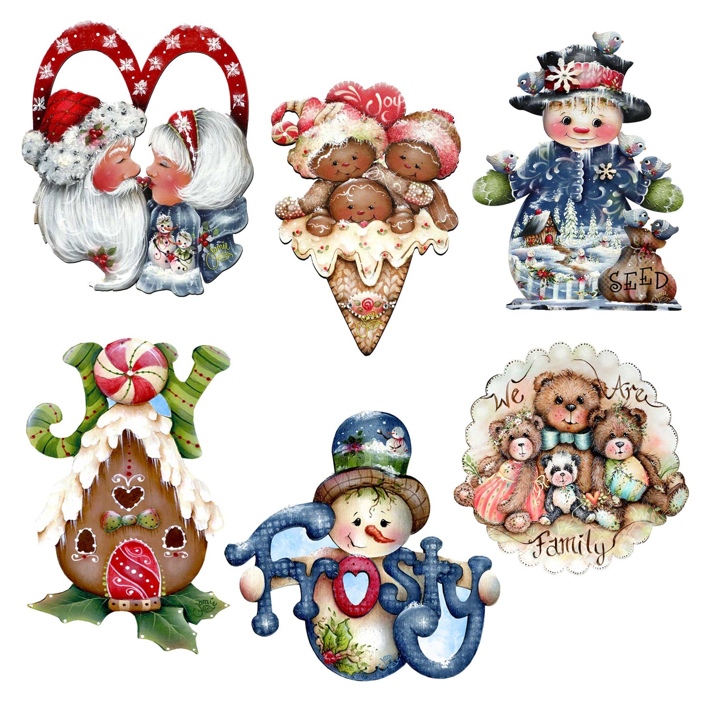 Merry Christmas Decorative Eco Wood Magnets Set of 6 by Jamie Mills-Price - Christmas Decor - 8090136G-S6-MP