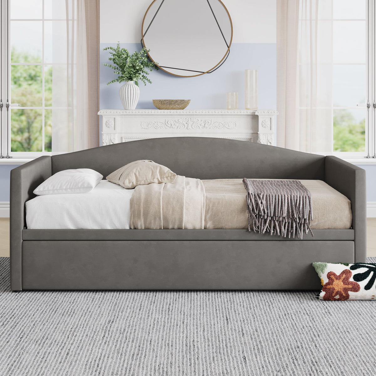 Twin Size Daybed with Extended Pop Up Trundle