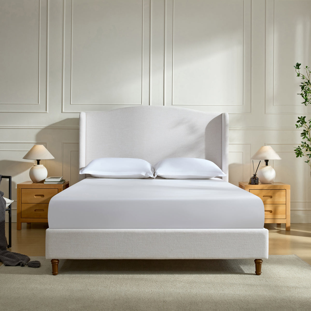 Hannah Upholstered Wingback Bed Size King