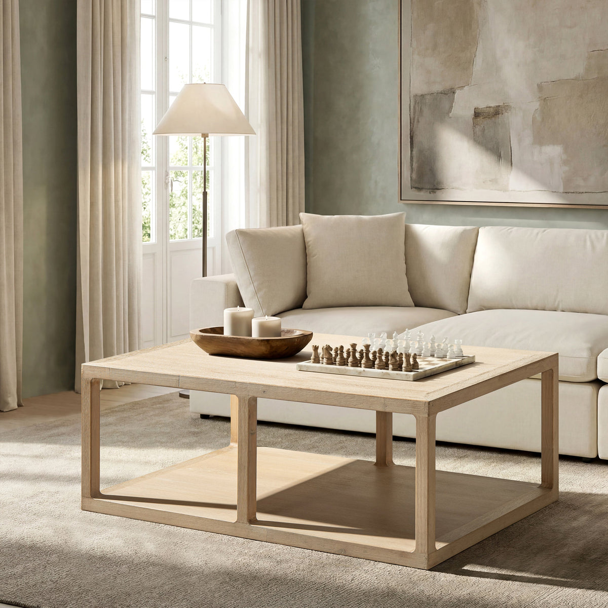 Ellis 48" Reclaimed Wood Open Frame Coffee Table