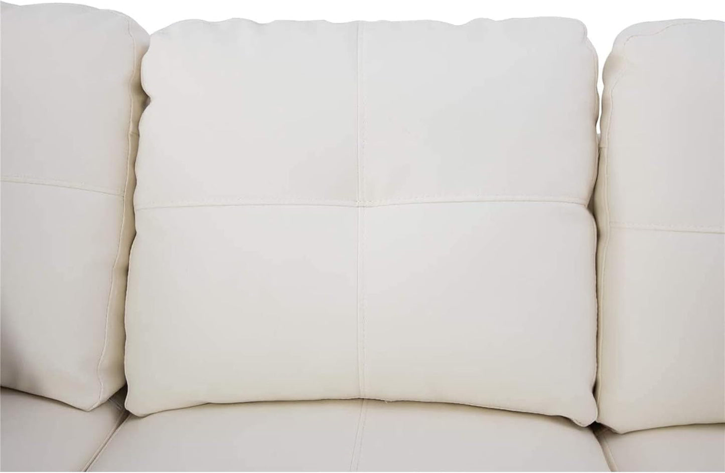 Sectional Sofa Faux Leather White L Shaped Couch Set