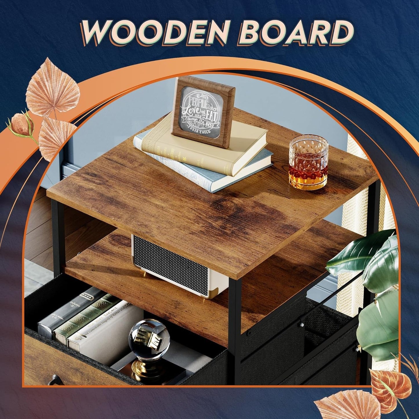 2 Drawer Mobile File Cabinet With Open Shelf Rolling Printer Stand For A4 Or Letter Size Files Rustic Brown Wood Grain