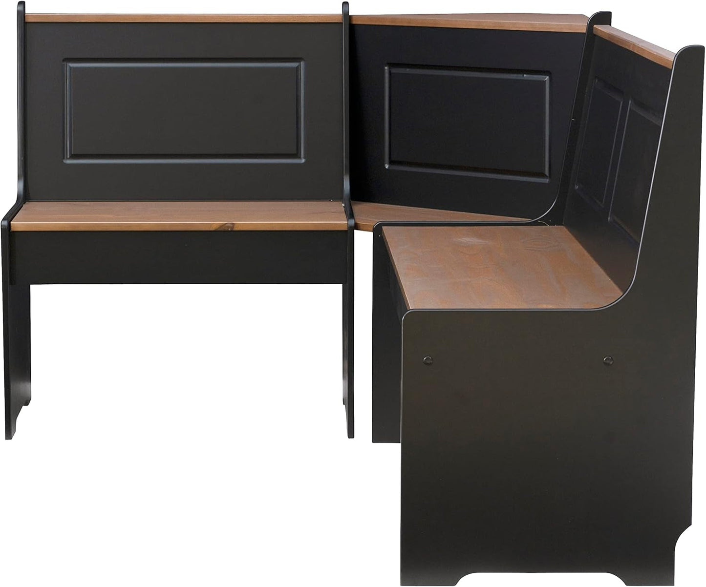 Black Pecan Five Seat Dining Set With Storage Benches