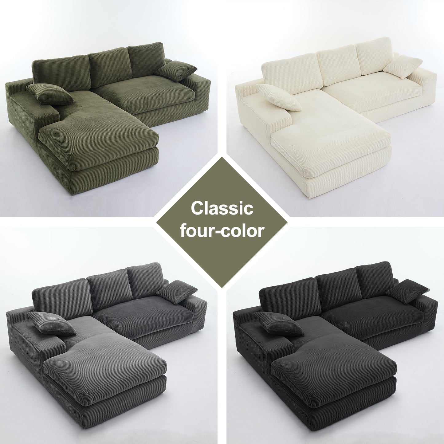 99*69' Modular Sectional Living Room Sofa Set, Modern Minimalist Style Couch, Upholstered Sleeper Sofa for Living Room, Bedroom, 2 PC Free Combination, Installation-free Sofa, L-Shape, Black