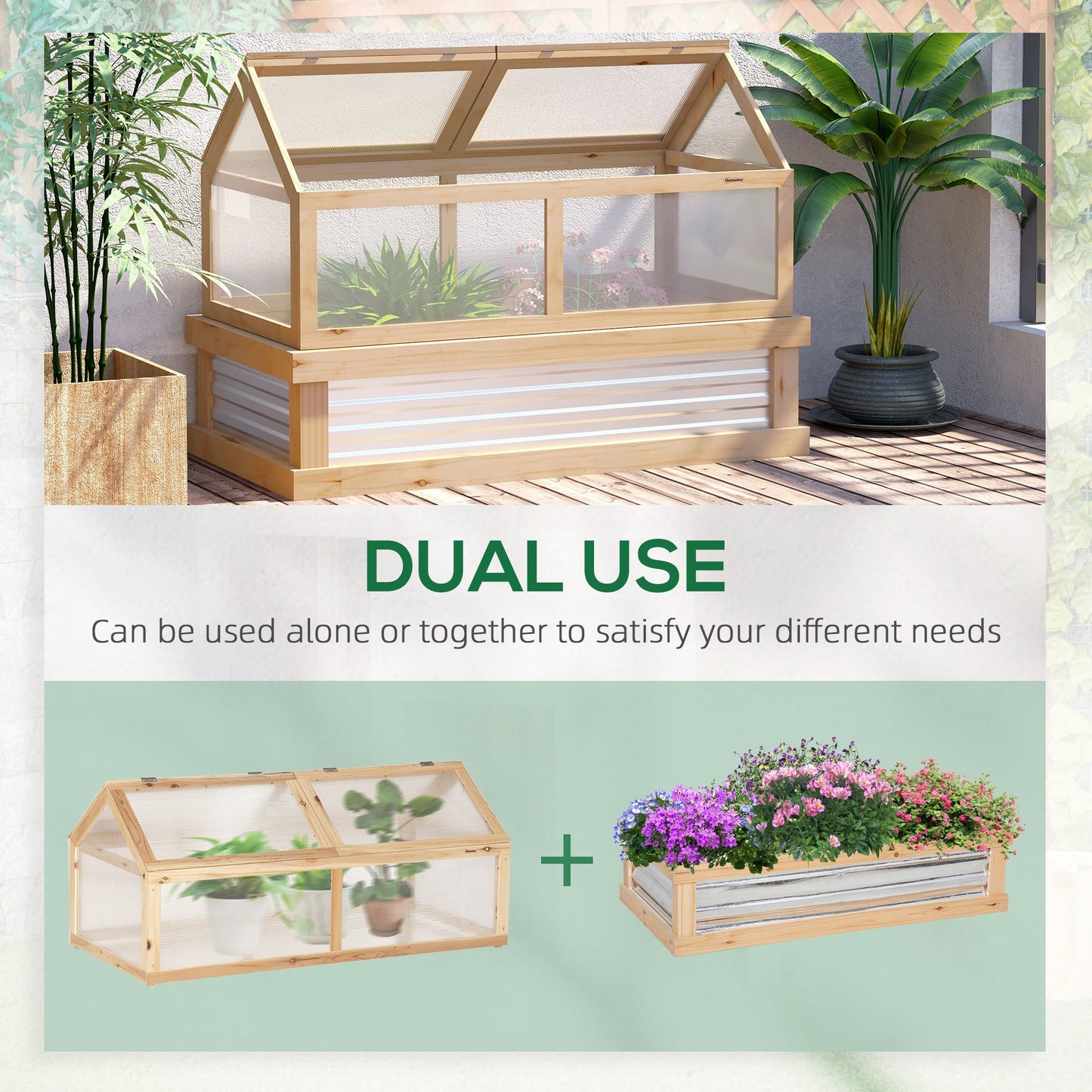 Outsunny Raised Garden Bed with Polycarbonate Greenhouse