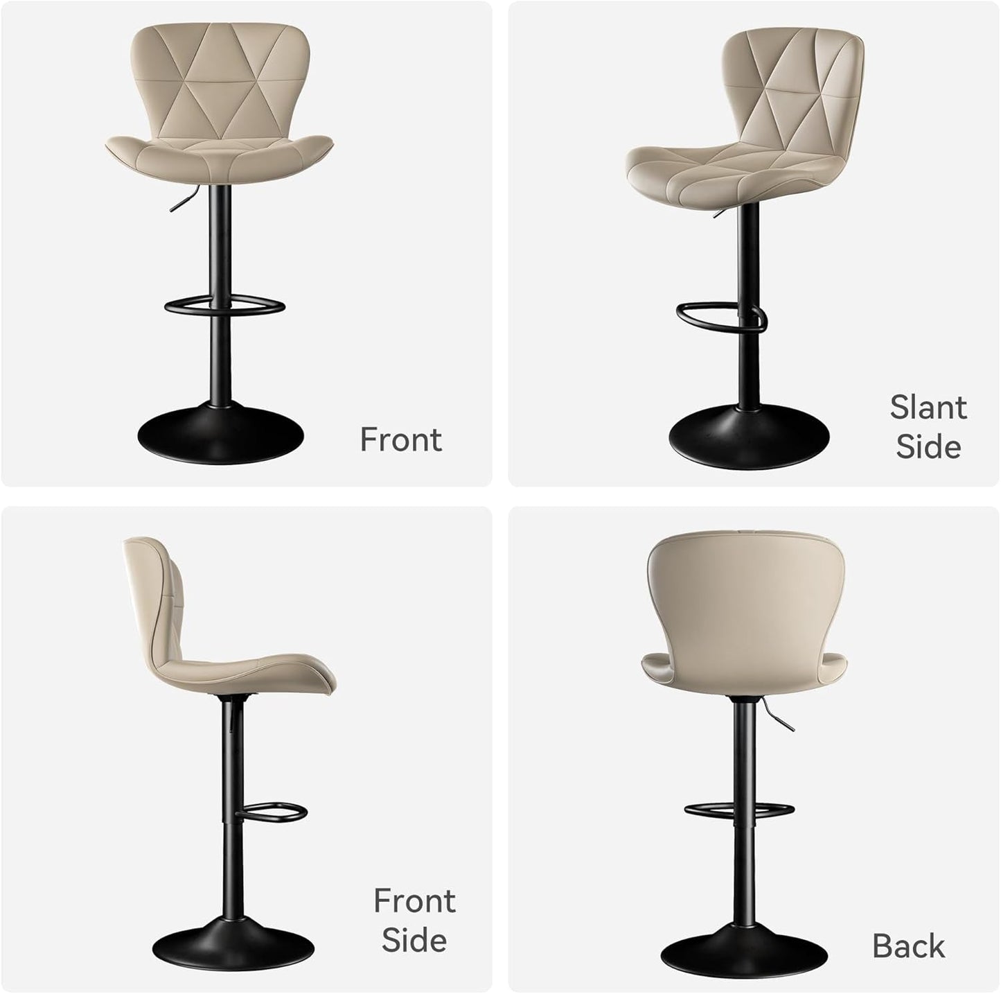 Adjustable Swivel Bar Stools Set of 2 in Khaki Finish