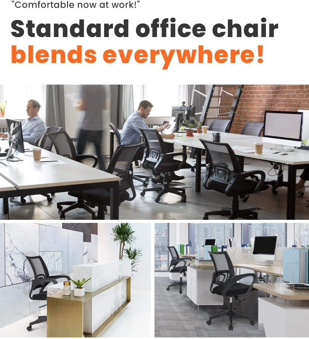 Ergonomic Office Chair Lumbar Support Mesh Back Black