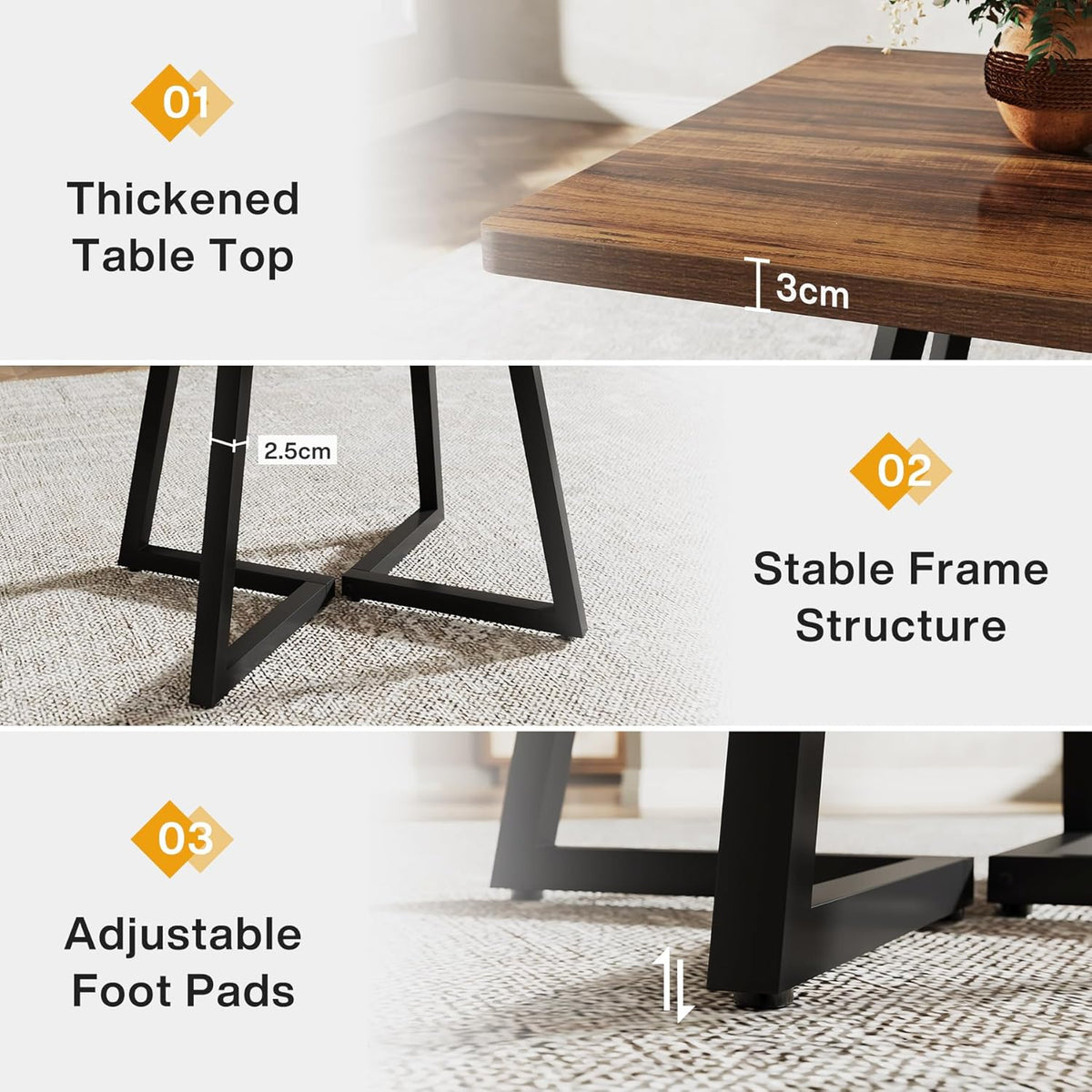 31.5" Square Rustic Dining Table for 2-4
