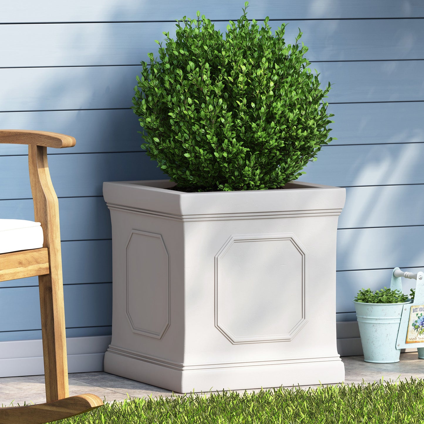 17.75 x 18.50 Antique White MGO Planter