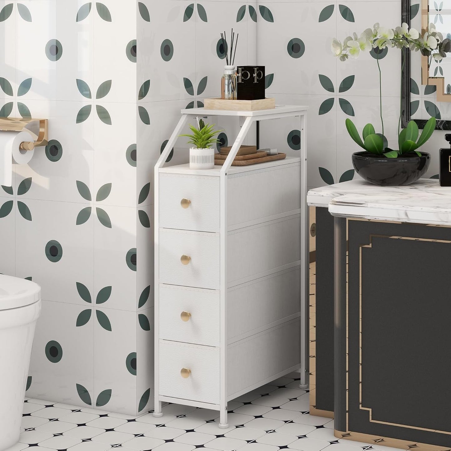 UltraSlimVertical Dresser With USB Charging Station White
