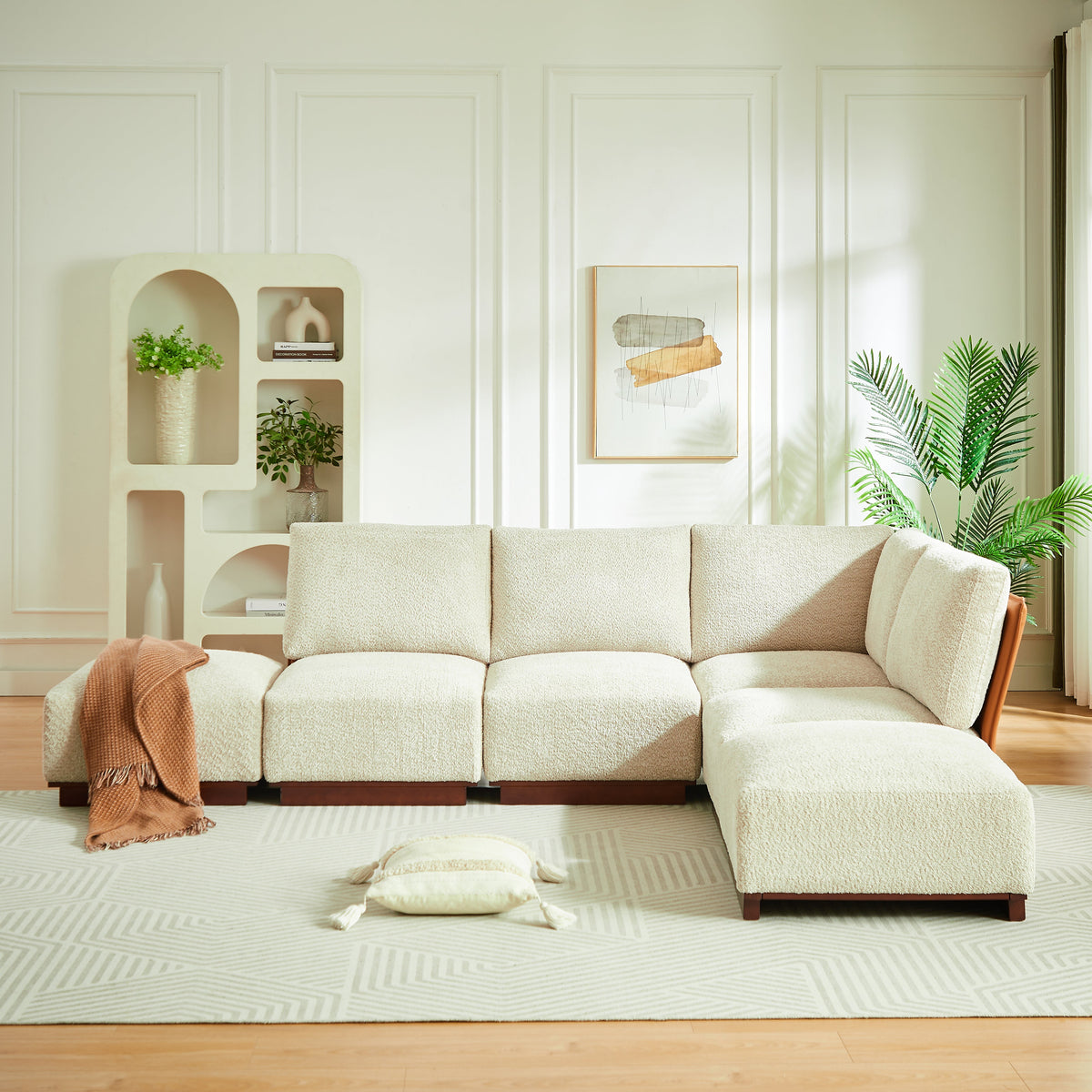 Velora 116 in. L Shaped Boucle Modular Sectional Sofa