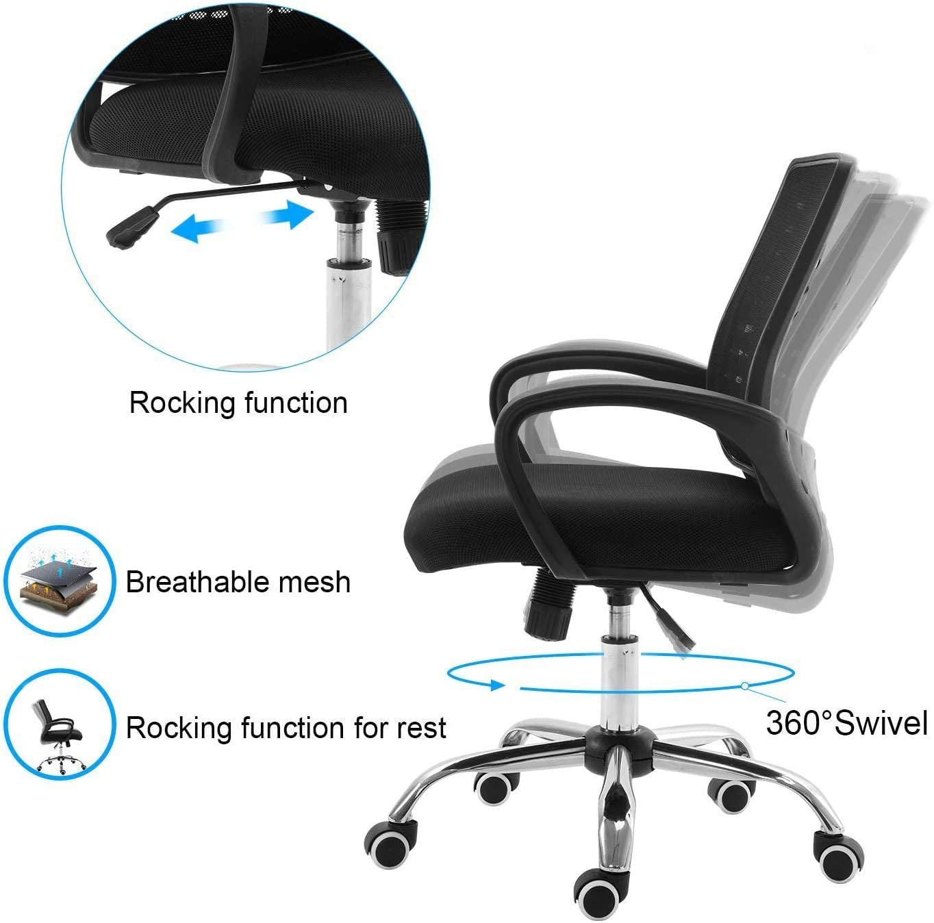 Ergonomic Mesh Office Chair With Lumbar Support Black