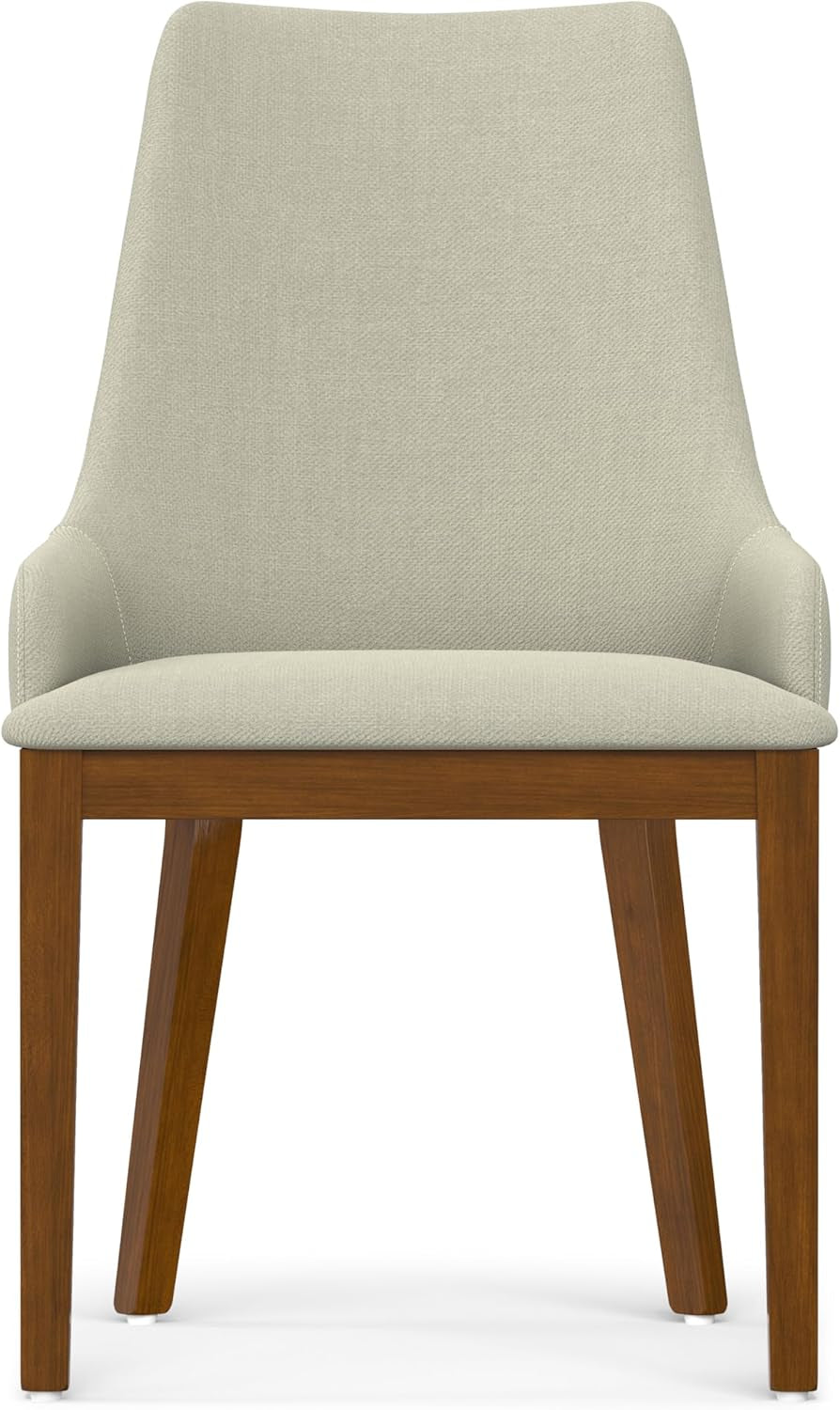 Stephanie Contemporary Dining Chair Set Of 2 In Natural Linen Look Fabric