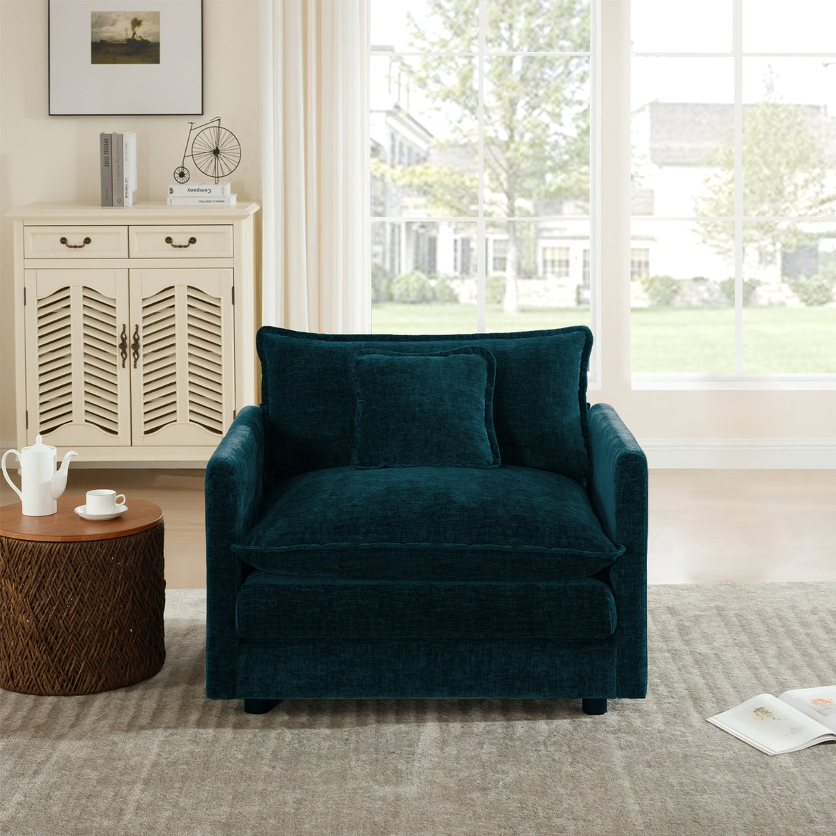 Comfy Deep Single Seat Sofa Upholstered Reading Armchair Chair