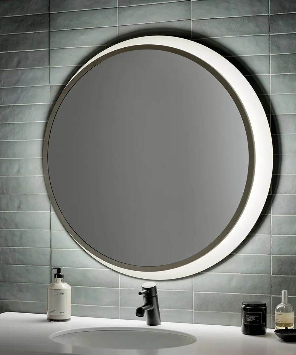 Chennai 30"W Premium Backlit LED Bathroom Vanity Wall Mirror, Satin Nickel Finish  by Kichler