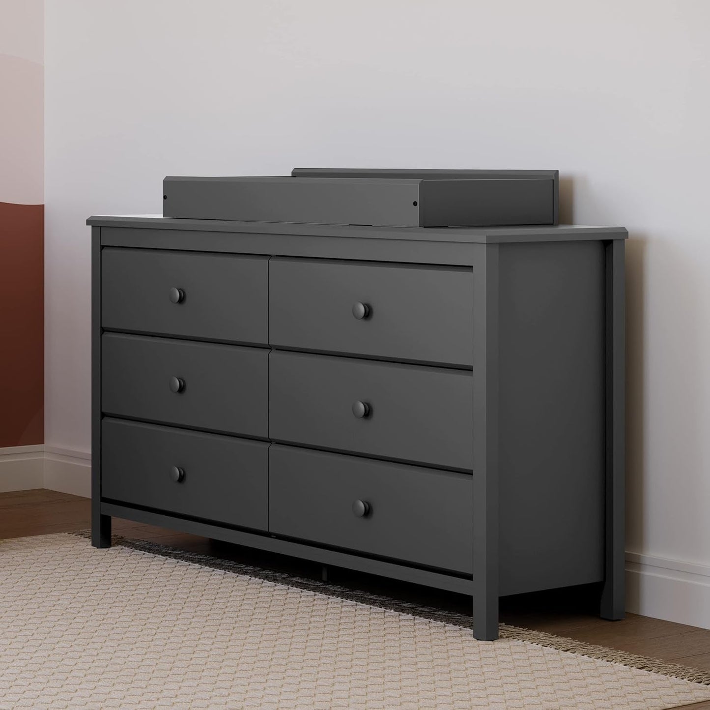 Alpine 6 Drawer Dresser Black GREENGUARD Gold Certified Nursery Furniture
