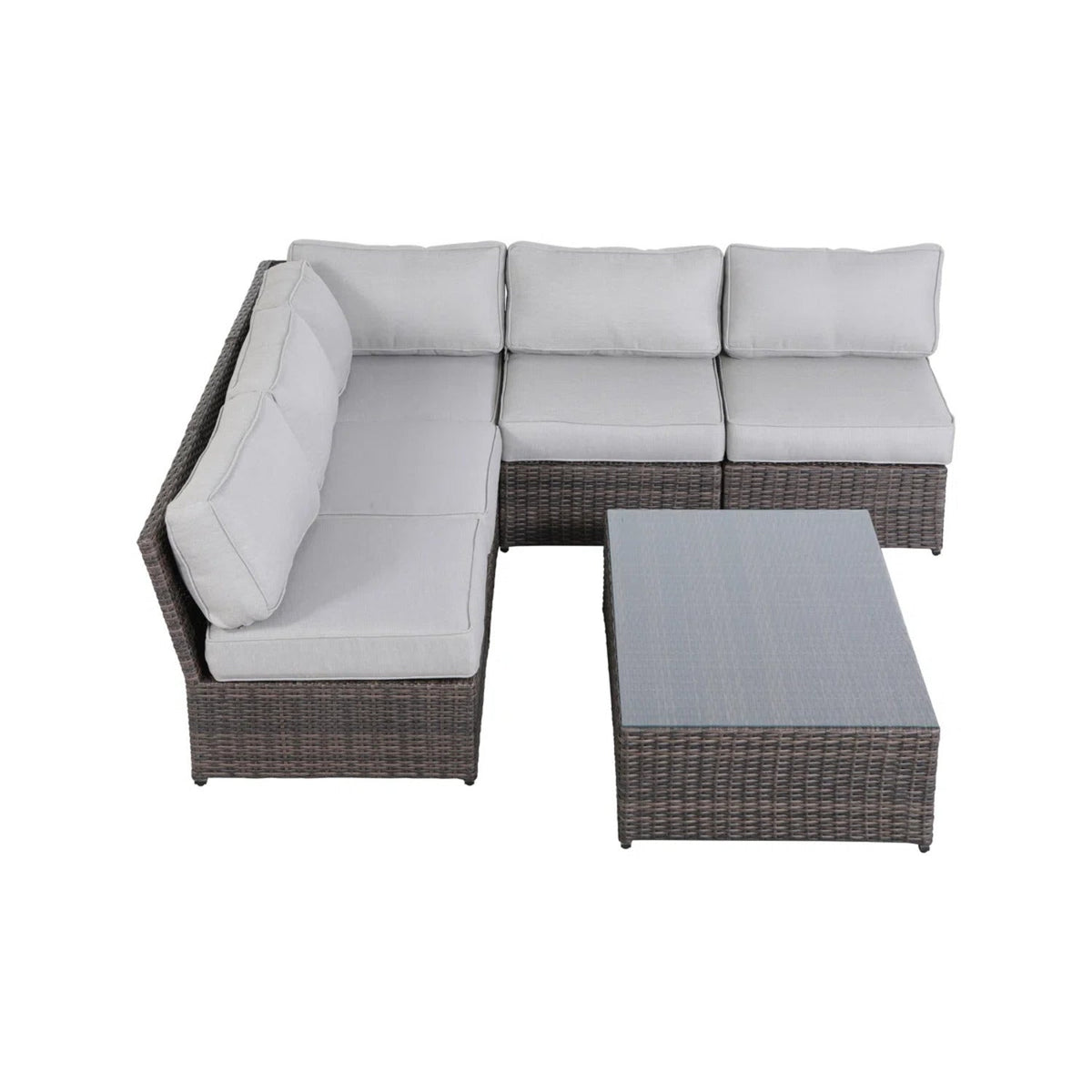 Fully Assembled 6 Piece Rattan Sofa Seating Group with Cushions