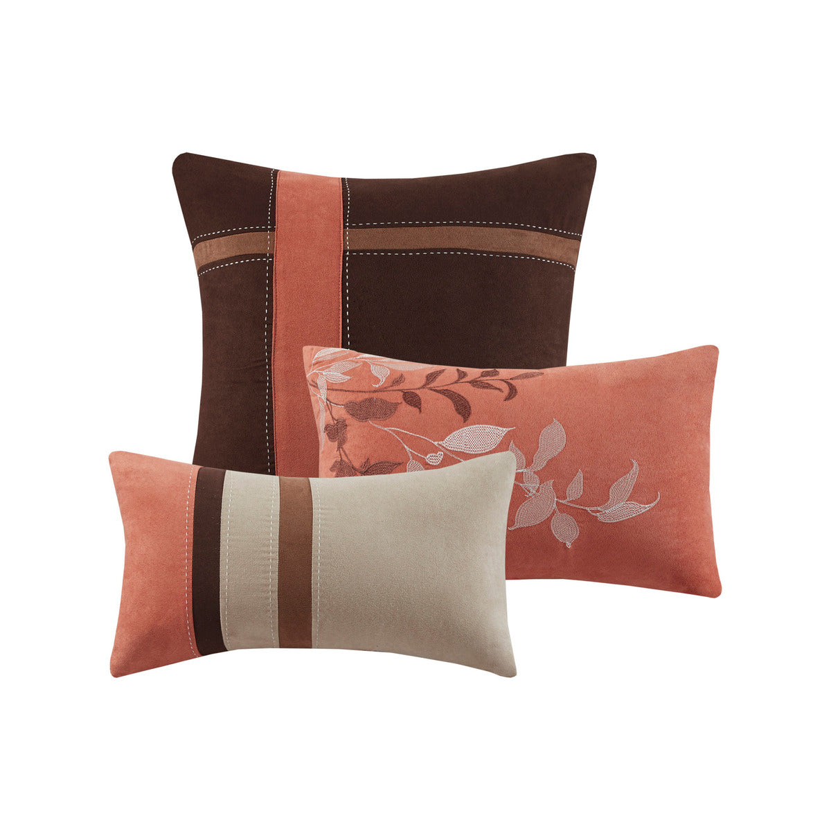 7 Piece Faux Suede Comforter Set Coral King